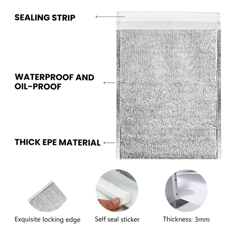 Smilco Reusable Insulation Bags Thermal Box Liners Metalized Liners Lunch Food Box Shopping Bag Insulated Lining Waterproof Insulation Package (25 Pack/ 8 In x 11 In) - Image 3